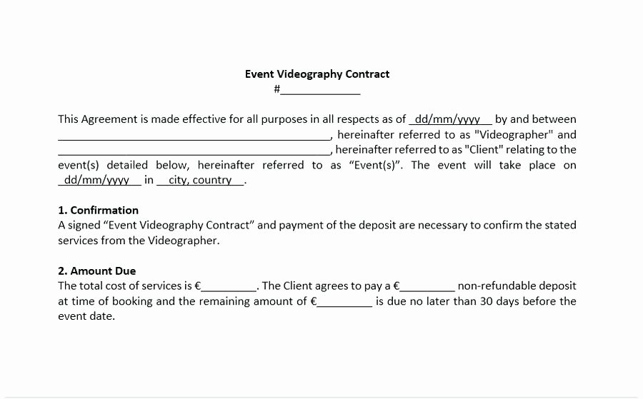 Wedding Videographer Contract Template Lovely Videographer Contract Template Uk – Ddmoon