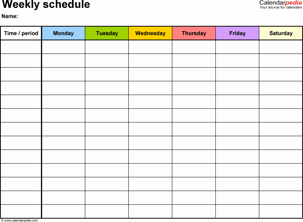 Week Schedule Template Pdf Elegant Free Weekly Schedule Templates for Pdf 18 Templates