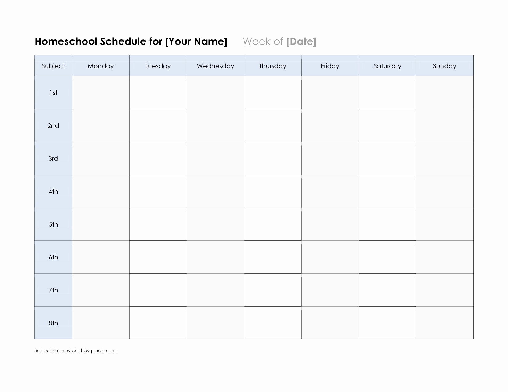 Weekly Class Schedule Template Awesome Free Printable Class Schedule Template