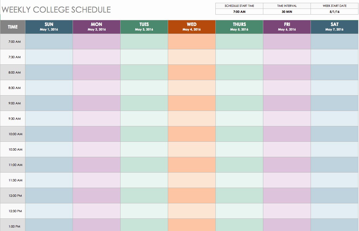 Weekly Class Schedule Template Awesome Free Weekly Schedule Templates for Excel Smartsheet