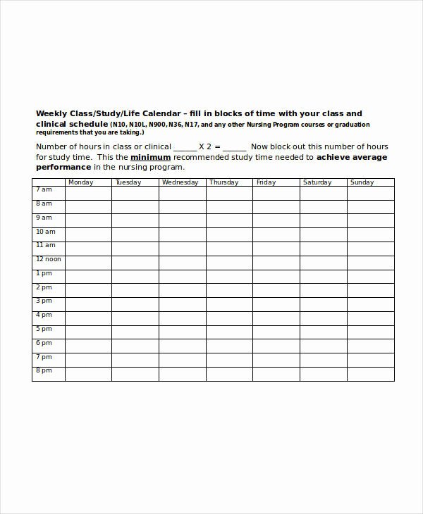 Weekly Class Schedule Template Beautiful 11 Student Schedule Samples – Pdf Word