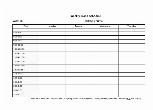 Weekly Class Schedule Template Beautiful 9 Sample Class Schedules