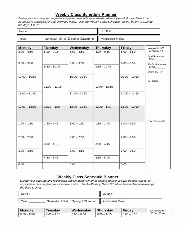 Weekly Class Schedule Template Beautiful Weekly Schedule Template 10 Free Word Excel Pdf