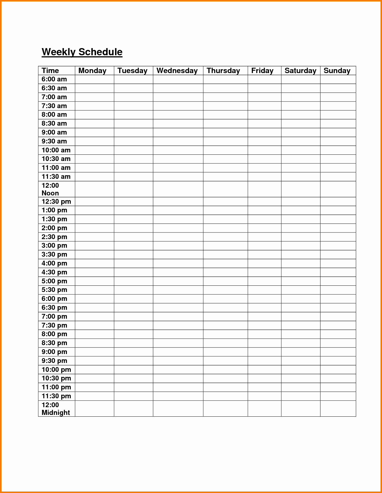 Weekly Class Schedule Template Elegant Weekly Class Schedule Template