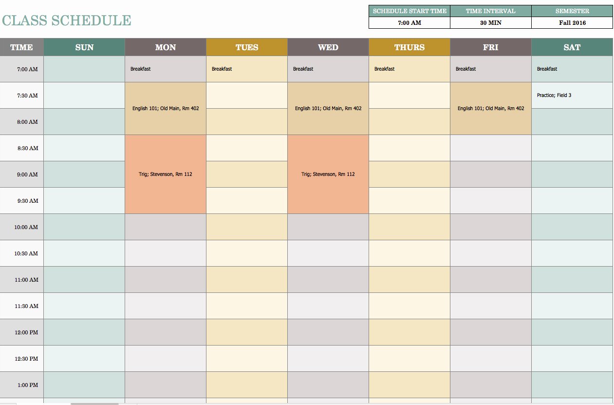 Weekly Class Schedule Template Unique Free Weekly Schedule Templates for Excel Smartsheet