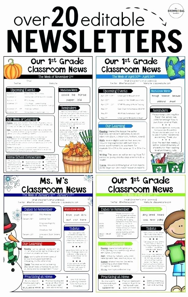 Weekly Classroom Newsletter Template Best Of Weekly Newsletter Template Editable Parent Newsletters