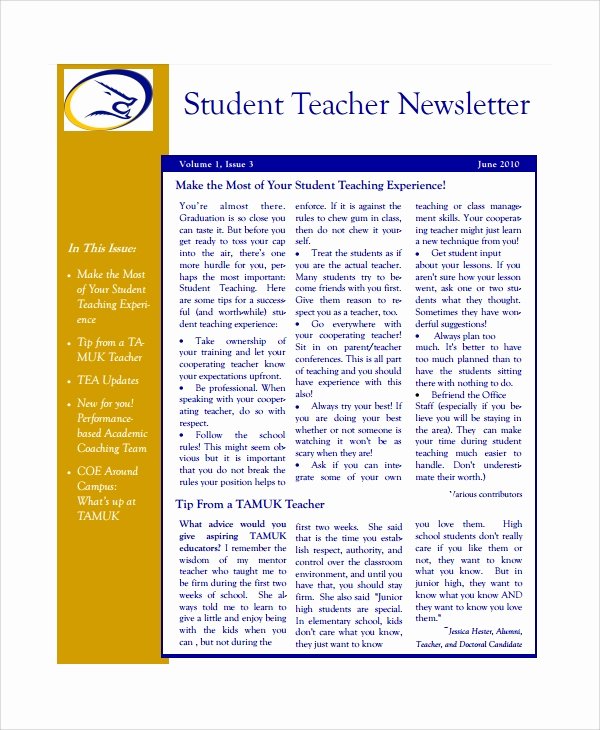 Weekly Classroom Newsletter Template Inspirational 7 Teacher Newsletter Templates