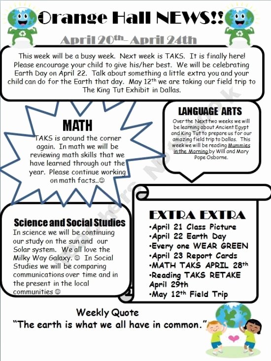 Weekly Classroom Newsletter Template New 1000 Images About Teaching Newsletter On Pinterest