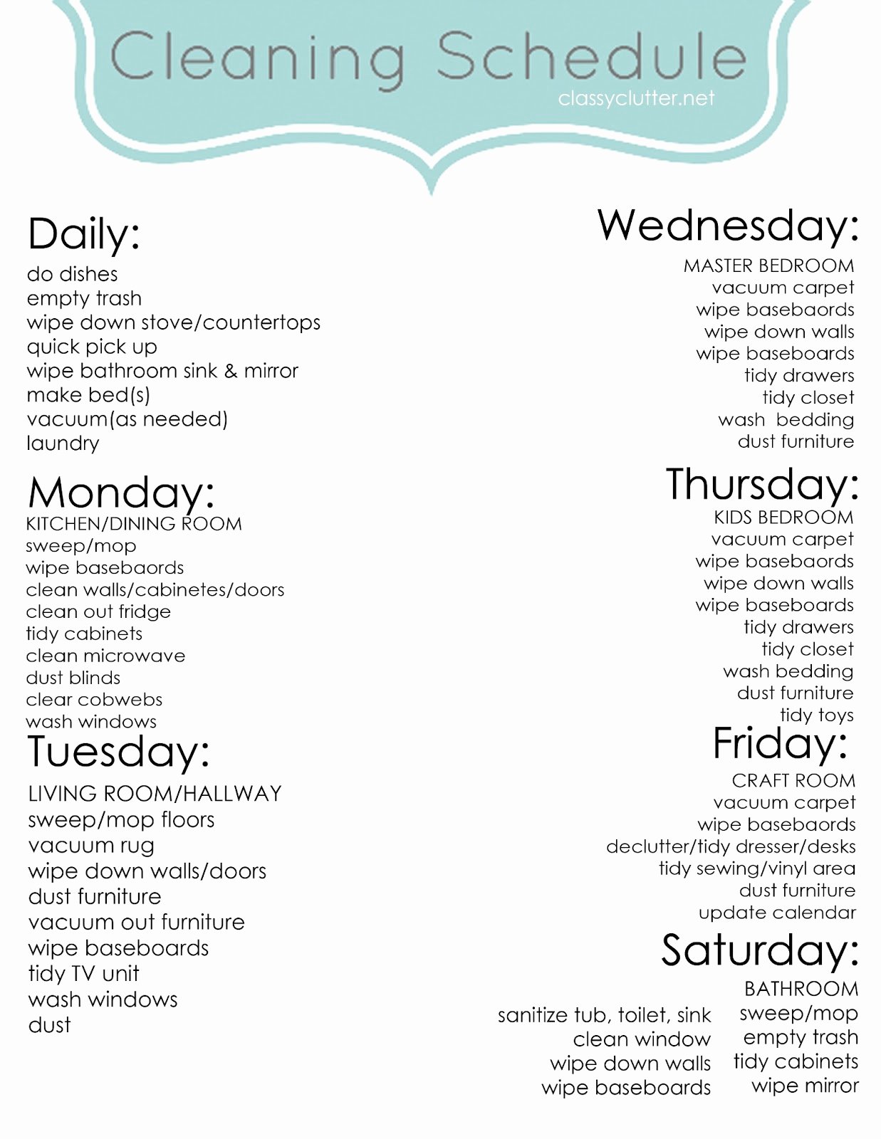 Weekly Cleaning Schedule Template Elegant Weekly Cleaning Schedule Improve Your Cleaning Habits
