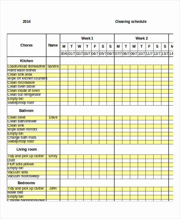 Weekly Cleaning Schedule Template Fresh Excel Weekly Schedule Templates 8 Free Excel Documents