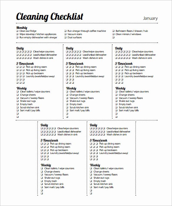 Weekly Cleaning Schedule Template Lovely Cleaning Schedule Template 12 Free Sample Example