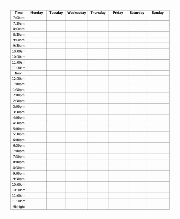 Weekly College Schedule Template Awesome Blank School Schedule Template 6 Free Pdf format