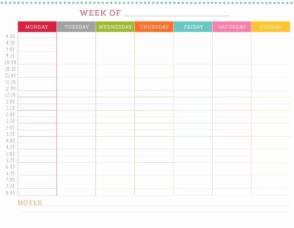 Weekly College Schedule Template Elegant Free Printable Weekly Schedule