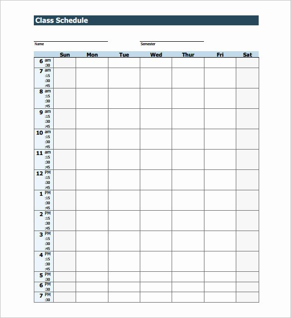 Weekly College Schedule Template Lovely Class Schedule Template – 8 Free Sample Example format
