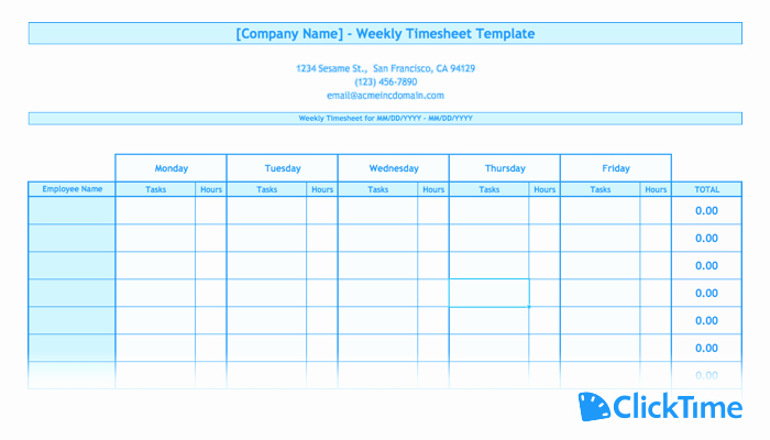 Weekly Employee Timesheet Template Inspirational Free Timesheet Template Printable Timesheets