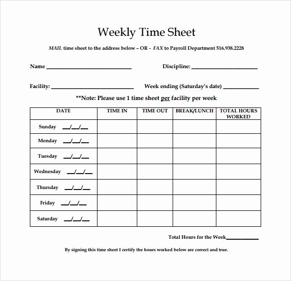 Weekly Employee Timesheet Template Inspirational Weekly Timesheet Template 8 Free Download In Pdf