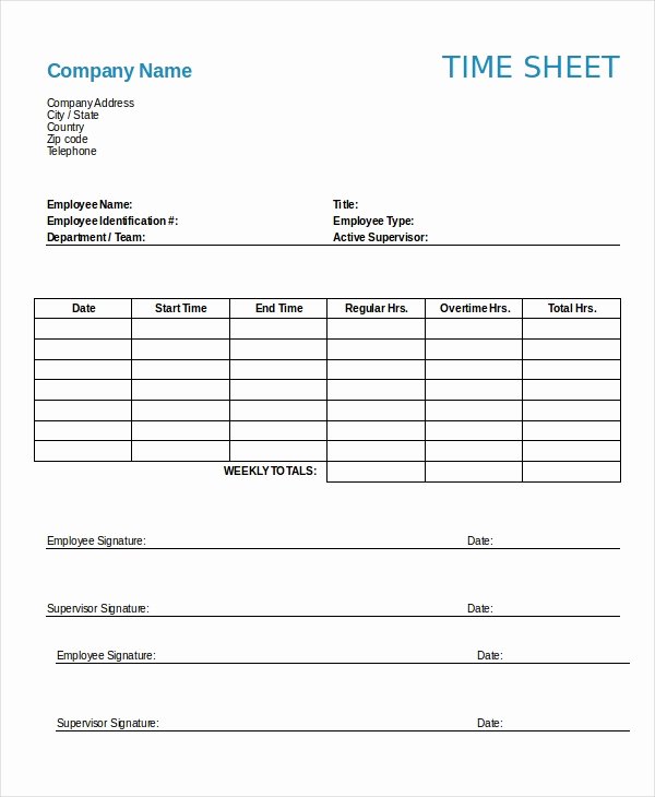 Weekly Employee Timesheet Template Unique 9 Printable Timesheet Templates Pages Word Docs