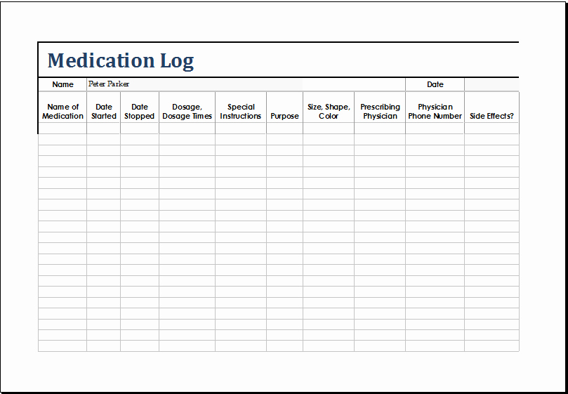 Weekly Medication Schedule Template Awesome Ms Excel Patient Medication Log Template