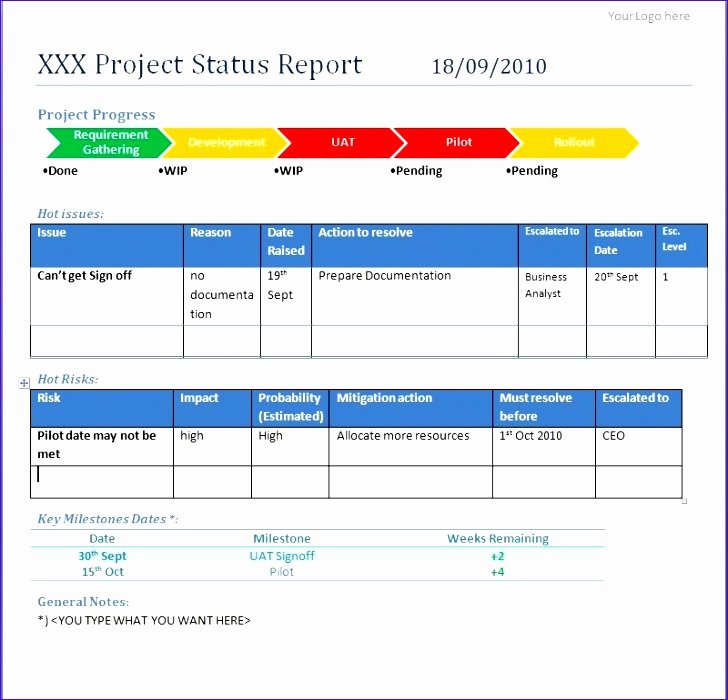 Weekly Report Template Excel Beautiful 8 Excel Project Status Report Template Exceltemplates