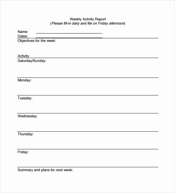 Weekly Sales Activity Report Template Elegant 17 Sample Weekly Activity Reports Pdf Word Apple