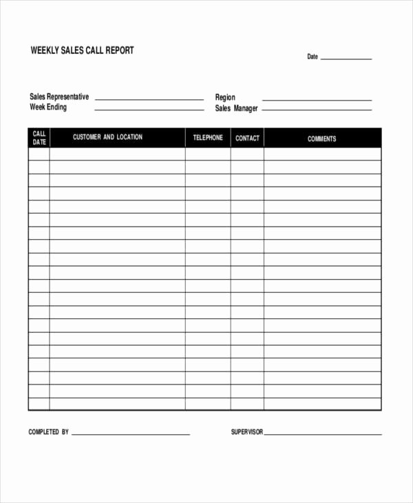 Weekly Sales Activity Report Template Lovely Sales Call Report Template 11 Free Word Pdf format