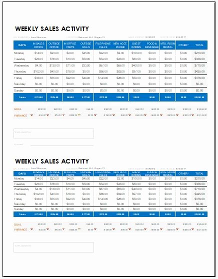 Weekly Sales Report Template Awesome Weekly Sales Report Templates for Ms Excel