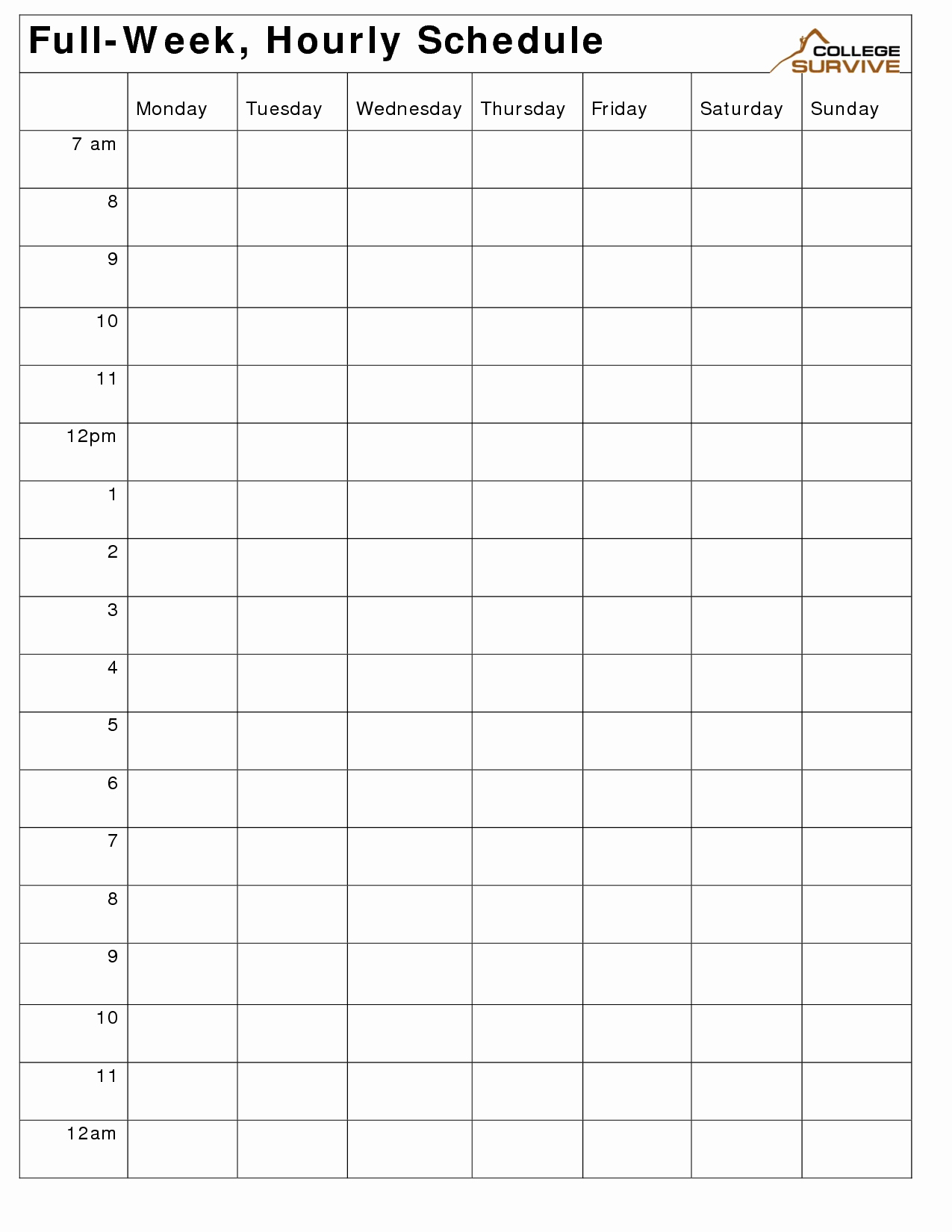 Weekly Schedule Template with Hours Elegant Printable Weekly Hourly Schedule Template …