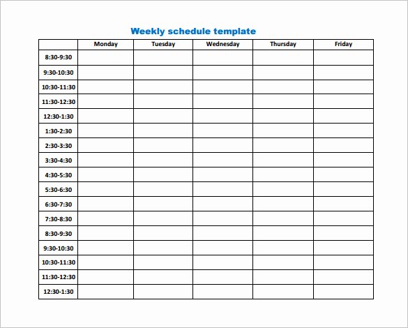Weekly Schedule Template with Hours Elegant Weekly Schedule Template Pdf