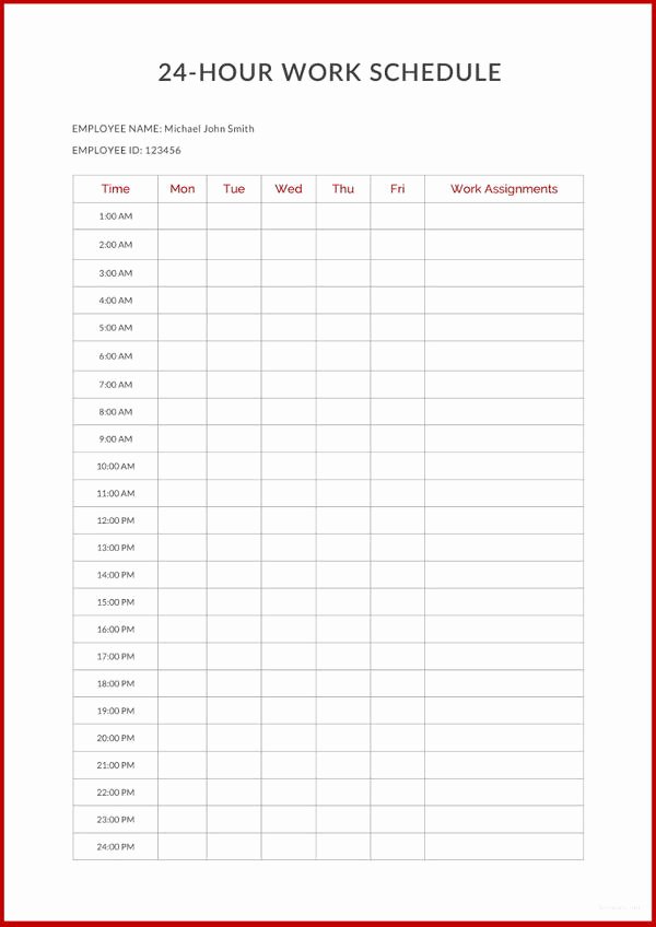 Weekly Schedule Template with Hours Inspirational 22 24 Hours Schedule Templates Pdf Doc Excel