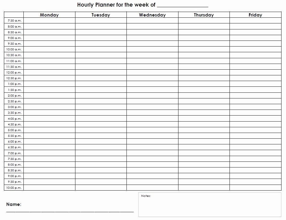 Weekly Schedule Template with Hours Inspirational Free Printable Hourly Schedule Planner