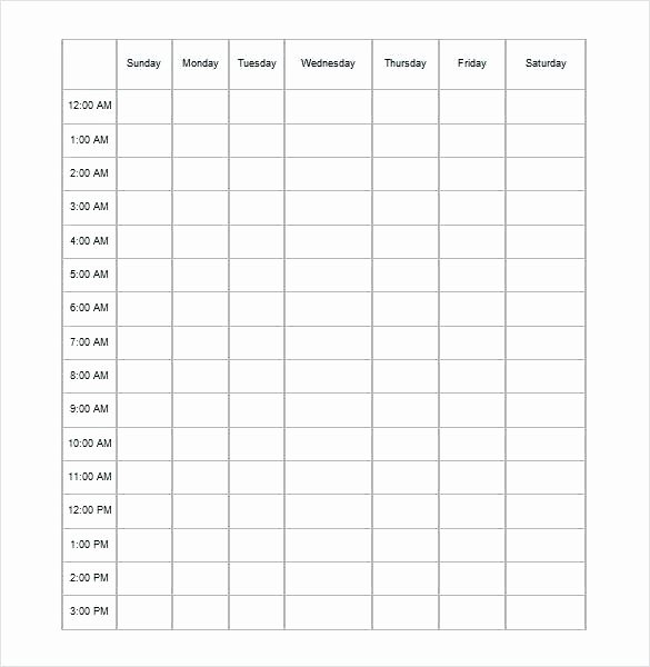 Weekly Schedule Template with Hours Luxury Calendar Template with Hours Weekly Hourly Planners these