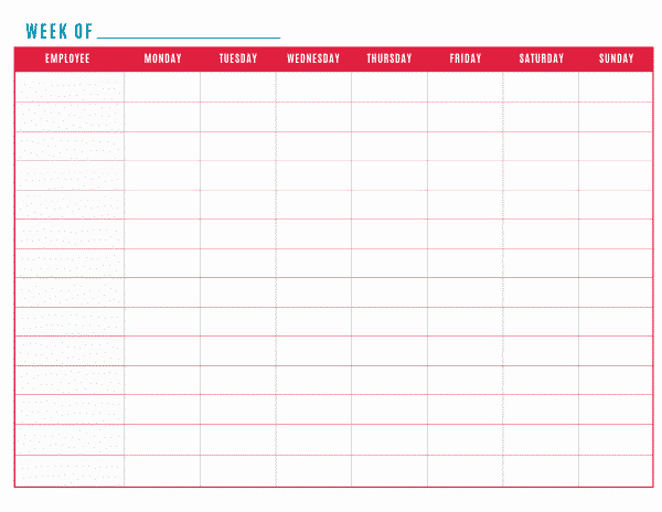 Weekly Staff Schedule Template Lovely Free Printable Work Schedule