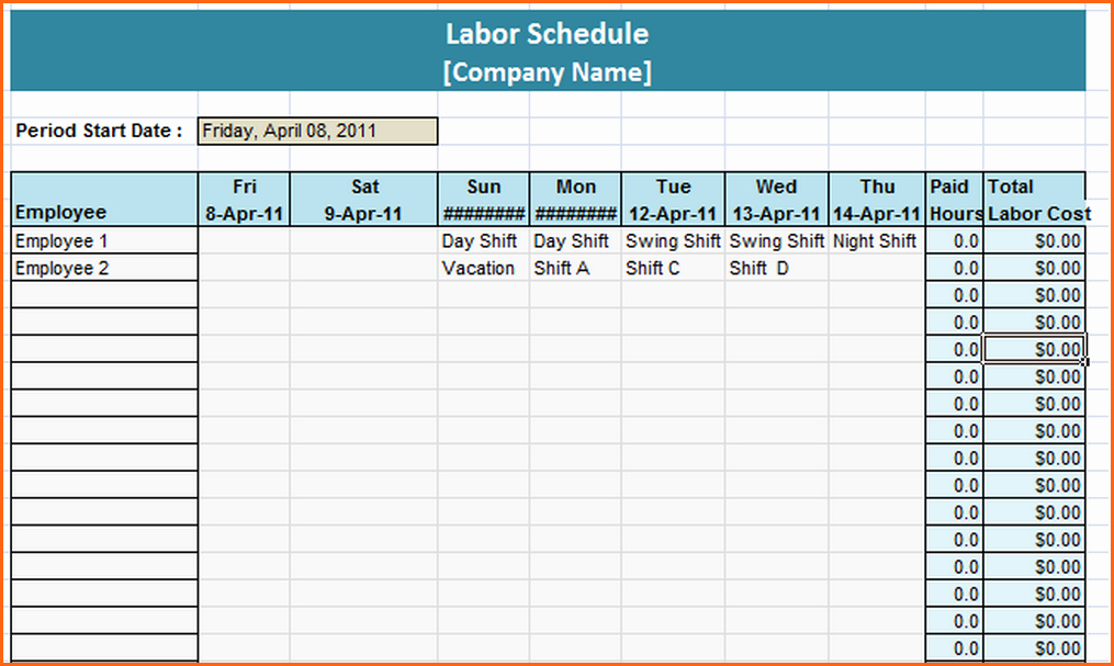 Weekly Staffing Schedule Template Awesome 8 Weekly Staff Schedule Template Bud Template Letter
