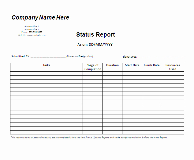 Weekly Status Report Template Word Awesome 6 Daily Status Report Template