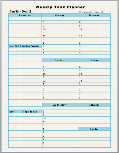 Weekly Task List Template Excel Best Of Weekly Task Planner Template
