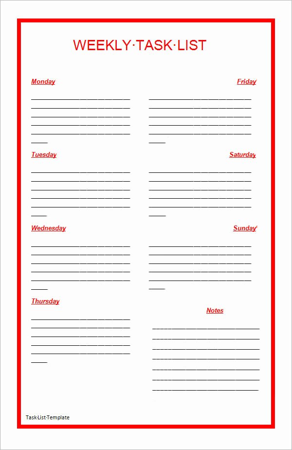 Weekly Task List Template Excel Luxury Task List Templates 12 Download Documents In Pdf Word