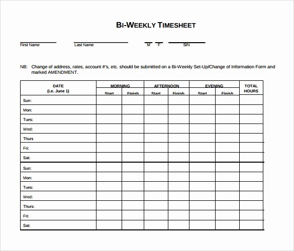 Weekly Time Card Template Awesome 8 Biweekly Timesheet Template – Free Samples Examples