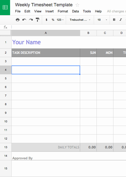 Weekly Time Card Template Beautiful Free Weekly Timesheet Template Google Docs