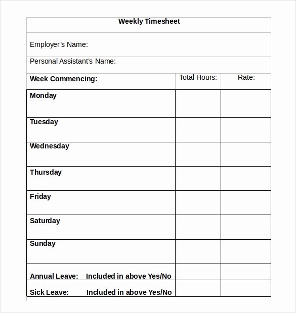 Weekly Time Card Template Fresh 22 Weekly Timesheet Templates – Free Sample Example
