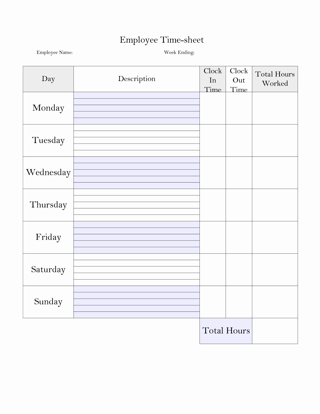 Weekly Time Card Template Inspirational Printable Weekly Employee Time Card Google Search