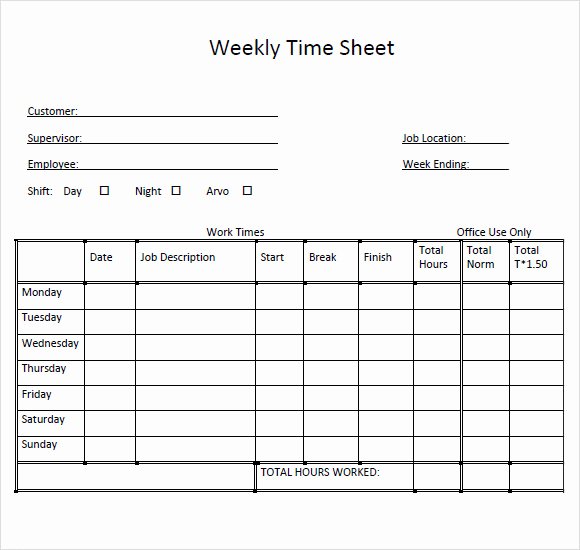 Weekly Time Sheet Template Best Of 10 Weekly Timesheet Templates