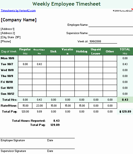 Weekly Time Sheet Template Best Of Simple Employee Timesheet Template Free and