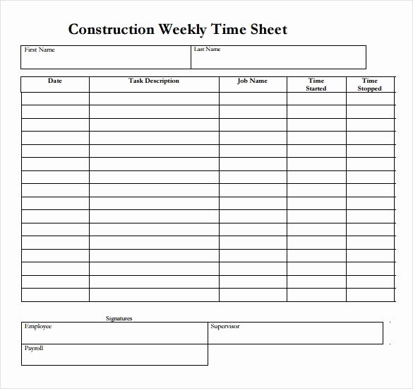 Weekly Time Sheet Template Elegant 12 Weekly Timesheet Templates – Free Sample Example