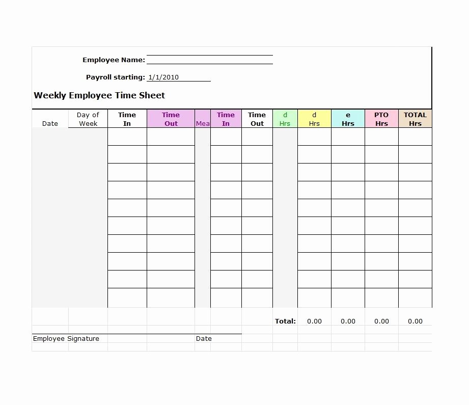 Weekly Time Sheet Template New 40 Free Timesheet Time Card Templates Template Lab