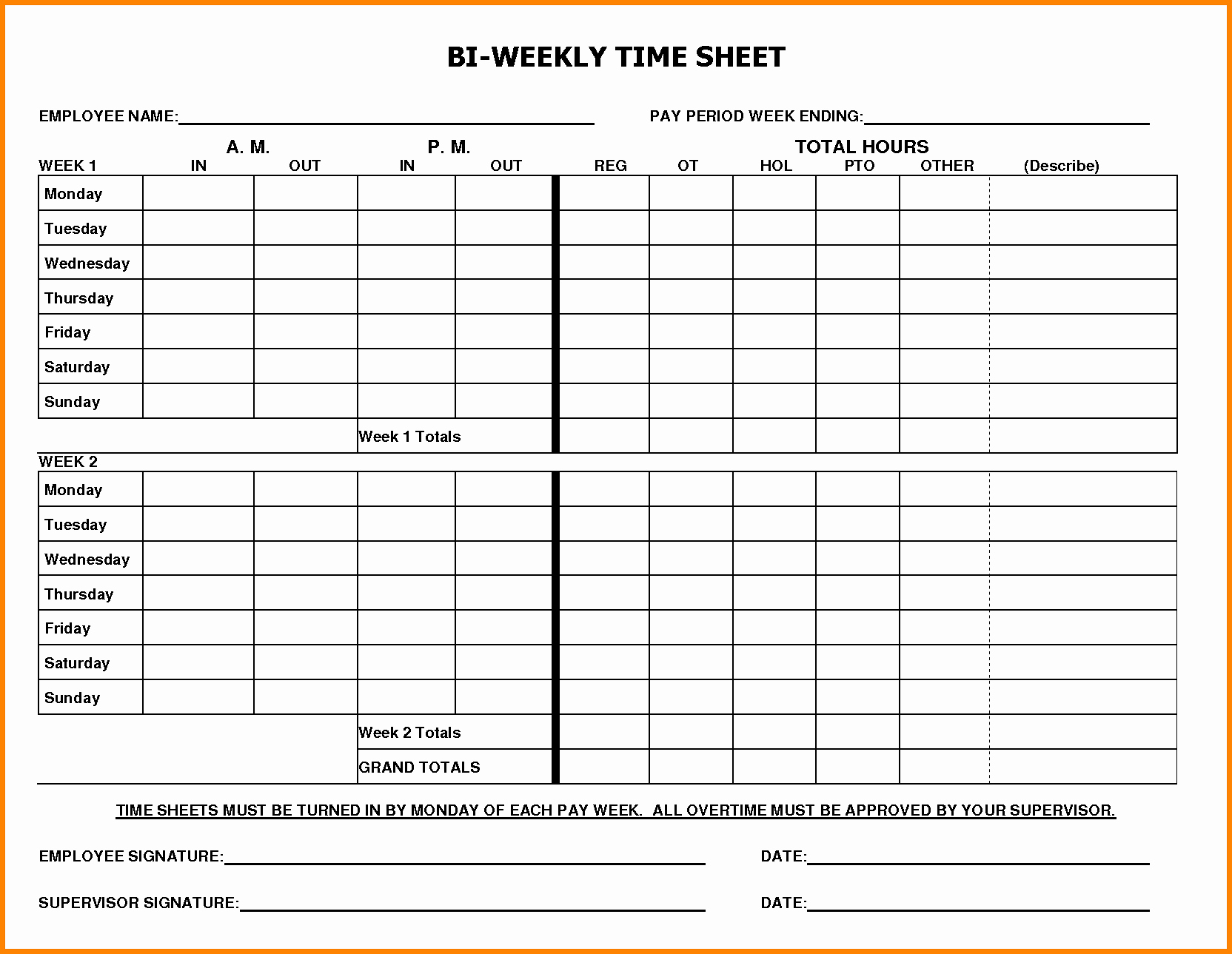 Weekly Time Sheet Template New Bi Weekly Timesheet Template Gallery Professional Report