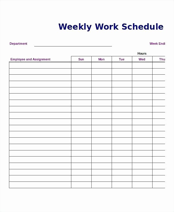 Weekly Work Schedule Template Pdf Elegant 2 Week Work Schedule Monthly Calendar Template 2017