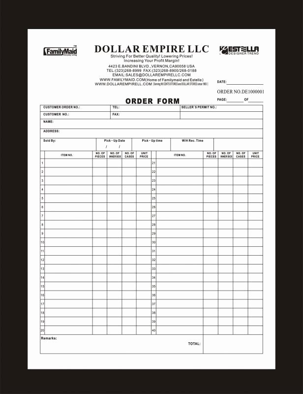 Wholesale order form Template Unique wholesale order form Template