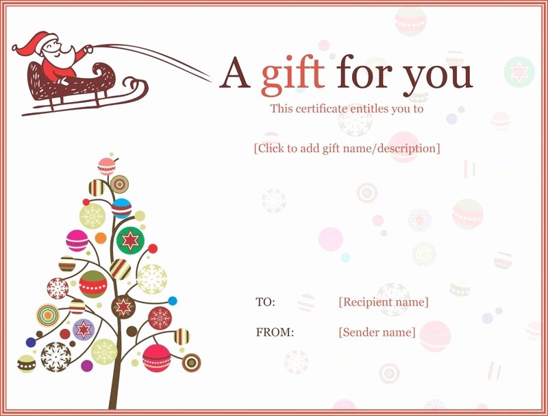 Word Template Gift Certificate Best Of Christmas Gift Certificate Templates Printable