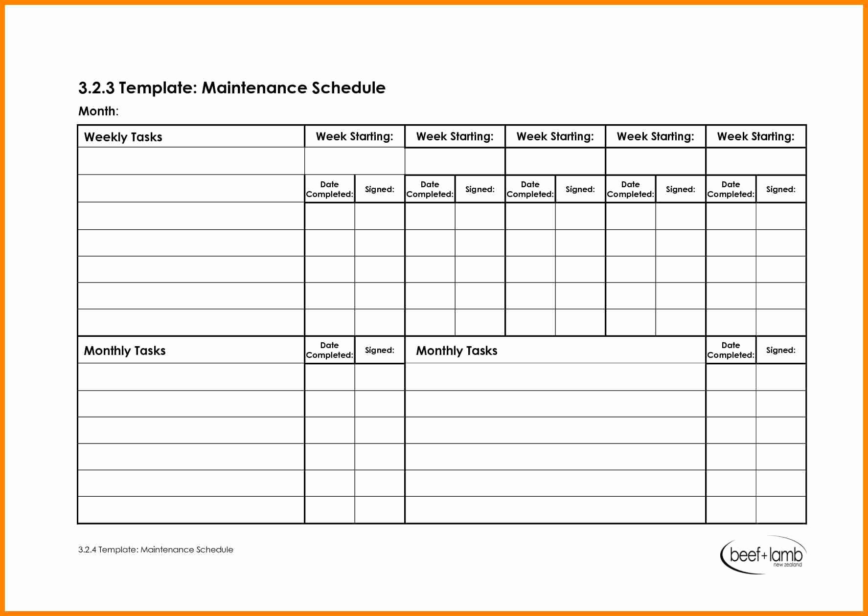 Work Cleaning Schedule Template Elegant 28 Of Maintenance Schedule Template