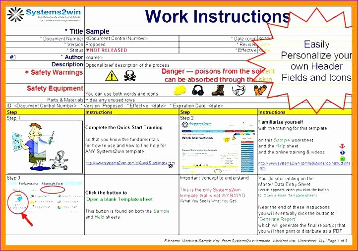 Work Instruction Template Excel Best Of Work Instruction Template Excel Free Free Checklist ate